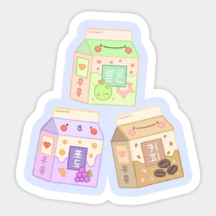 Kawaii Milk Cartons (Melon, Grape, Coffee) Sticker